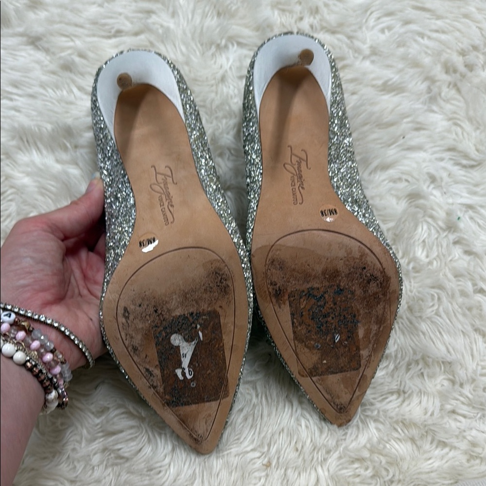 Vince Camuto Imagine Elegant Silver Glitter Women's Heels pumps size 8 - Picture 3 of 6